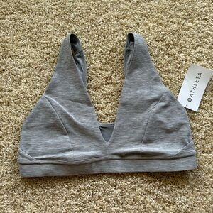 Athleta Softluxe Plunge Bra Gray NWT D-DD+ Support Small